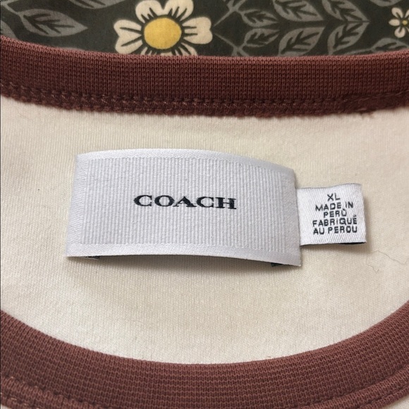 Coach Cream T-Shirt with Brown Trim - Picture 4 of 6